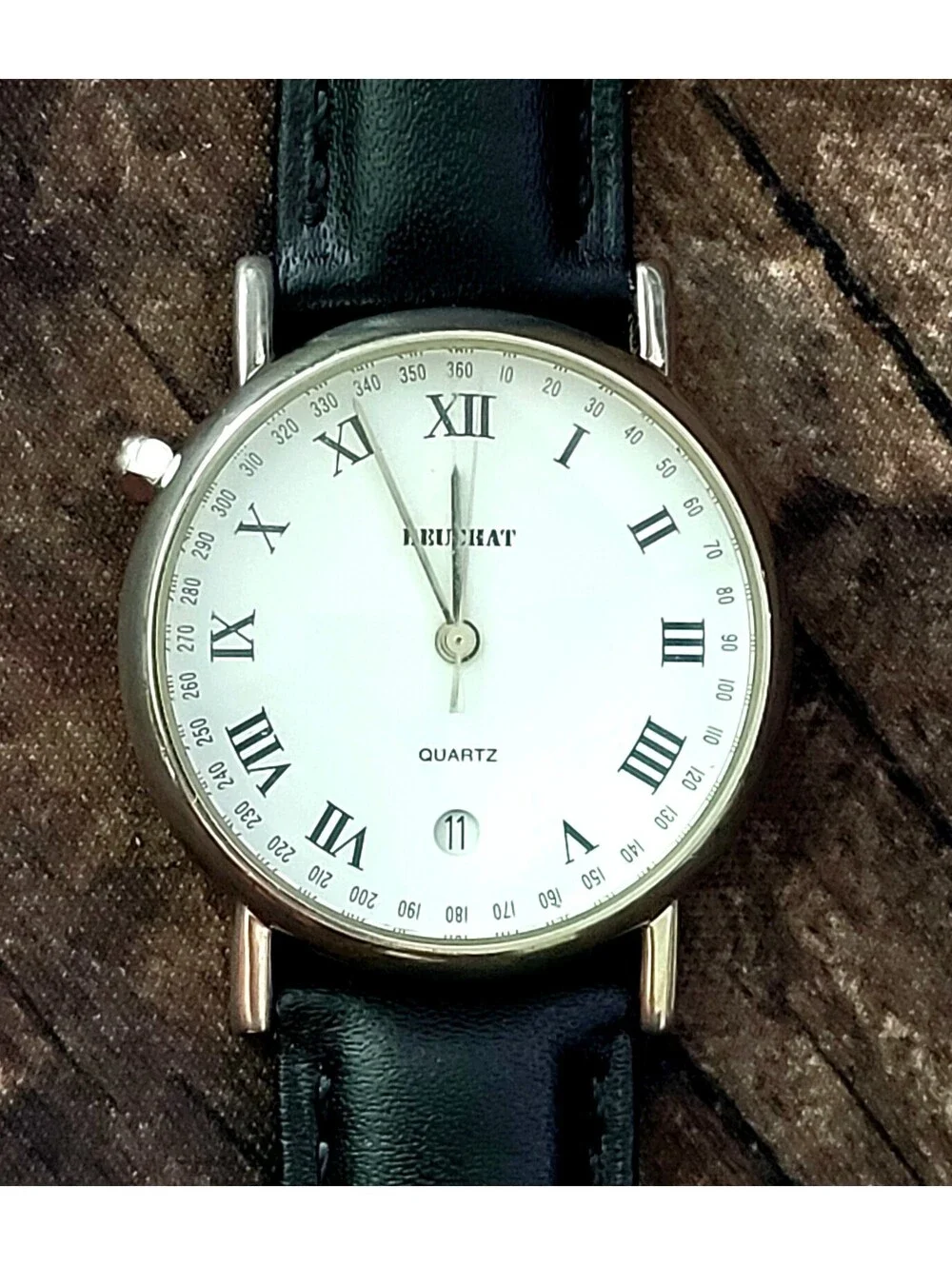 Rare Beuchat Entract French 10 Oclock Crown Roman Dial Watch